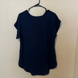 Navy blue short sleeve shirt size large.